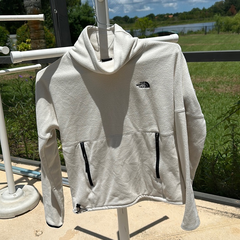 The North Face Crème fleece light weight Pullover Cropped Sweater WM XS